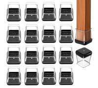 FunWorth Chair Leg Floor Protectors Square, 16 Pack Clear Silicone Chair Leg Covers for 20-25 mm Legs, Non-Slip Felt Furniture Protectors for Hardwood Floors, Noise and Scratch Reduction