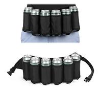 FunX Beer Belt Beer Holster for 6 Beer Bottles or Cans - Adjustable Beer Holder for Festivals, JGA's, Parties, Carnival and Camping - 72-120 cm, black, standard size, Waist bag