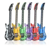 FunX Inflatable Air Guitar Set of 6 - Air Guitar Accessory for Theme Parties, Carnival and Fancy Dress - In 6 Music Styles