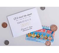 Funx Personalised Wedding Favours - Scratch Card Holders - Lottery Ticket Paper Envelope in White or Recycled Kraft - We Tied The Knot (White 50)