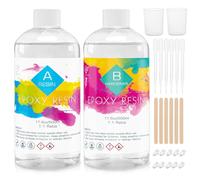 Funxim Crystal Clear Epoxy Resin Kit 1L - Self Leveling & Bubble Free Casting Resin and Hardener, Complete Starter Resin Kit with Tools for Jewelry, Art, DIY Crafts, Wood Coating
