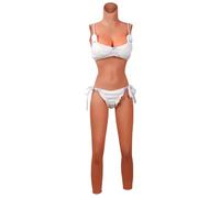 Funxzior 2nd Generation Silicone Full-Body Bodysuit with Realistic Female Silhouette False Breast Forms & Urination System & Anal Opening Design for Crossdresser Longwear (Bronze, D Cup Gel Filled)