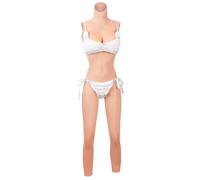 Funxzior 2nd Generation Silicone Full-Body Bodysuit with Realistic Female Silhouette False Breast Forms & Urination System & Anal Opening Design for Crossdresser Longwear (Beige, B Cup Cotton Filled)