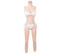 Funxzior 2nd Generation Silicone Full-Body Bodysuit with Realistic Female Silhouette False Breast Forms & Urination System & Anal Opening Design for Crossdresser Longwear (Ivory, D Cup Cotton Filled)