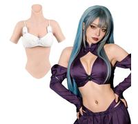 Funxzior Realistic Half-Body Silicone Breastplate with High Neck & Short Sleeves B Cup Gel/Gel Filled Forms for Drag Cosplay & Transition (Ivory, Gel)