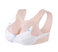 Funxzior Realistic Silicone Breastplate with Breathable U-Back Natural Teardrop Shape & Adjustable Filling Cotton/Gel 6 Sizes & 3 Skin Tones for Crossdressing Drag Cosplay (E Cup, Cotton, Ivory)