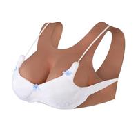 Funxzior Realistic Silicone Breastplate with Breathable U-Back Natural Teardrop Shape & Adjustable Filling Gel/Gel 6 Sizes & 3 Skin Tones for Crossdressing Drag Cosplay (E Cup, Gel, Tan)