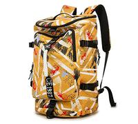 FUNYAGO Gym Backpack Hiking Duffle Bag Woman Man 40L Large Waterproof Backpack Suitable for Hiking, Travel, Motion geometry Yellow, All code