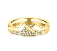 FUNYCHEN Mountain Ring for Women, Sterling Silver, Faith Moves Mountains, Inspirational Rings for My Daughter, Stackable Wave Ring, Dainty Climbing Ring, Dainty Wedding Jewelry, Gifts for Her, Metal