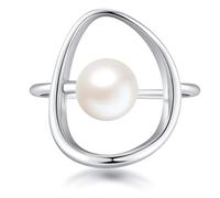 FUNYCHEN Pearl Ring for Women Sterling Silver 14k Gold Plated Mother Daughter Irregular Statement Wedding Ring Bridal Birthday Summer Ocean Gifts for Her, Metal, No Gemstone