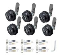 Funyfa 3 Pack Combination cam Lock,Combi Cabinet Drawer Locks Security for Cabinet Filing Drawers Mailbox (Black, 3/4 inch-(6 Pack))