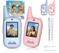 FUNYKICH 2PCS Kids Video Walkie Talkies with Unicorn-themed Protective Case | Rechargeable Long Range Outdoor Toy Walkie for Boys Girls Ages 3-12, for Indoor Game Camping Hiking Travel Christmas Birthday