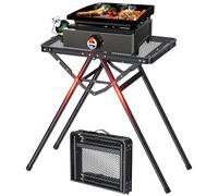FUNYKICH BBQ Tables for Outside, Max Height 71cm Metal Camping Tables with Mesh Desktop, Fit 17” or 22” Other Tabletop Grill with Portable Handle for BBQ, Camping, Picnic, 23.62"x15.75", Black