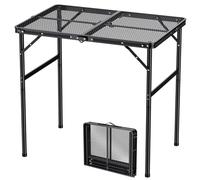FUNYKICH Wider and Taller Portable BBQ Table L80xW55cm, Max Height 75cm Folding Grill Table for Outside, 2 Height Adjustable Lightweight Metal Camping Tables with Carry Handle for Camping, Picnic, BBQ