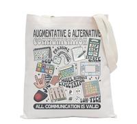 FUNYSO AAC Gift SLP Gift Speech Therapist AAC SPED Teacher Gift Augmentative Alternative Communication Tote Bag (AUGMENTATIVE UK)