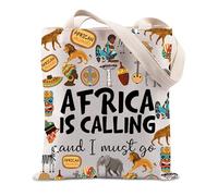 FUNYSO Africa Gift Africa Travel Souvenir Gift Africa Vacation Gift Africa Is Calling And I Must Go Tote Bag (AFRICA IS UK)