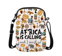FUNYSO Africa Gift Africa Travel Souvenir Gift Africa Vacation Gift Africa Is Calling And I Must Go Crossbody Bag (AFRICA IS cb UK)