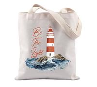 FUNYSO Be The Light Gift Lighthouse Christian Gift Religion Faith Gift Lighthouseman Encourage Tote Bag (Be the light UK)