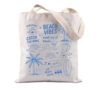 FUNYSO Beach Vibes Gift Summer Vacation Beach Life Lover Gift Sailing Surfing Time Seaside Lover Tote Bag (Catch the wave UK)