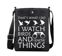 FUNYSO Birding Quotes Gift Nature Lovers Gift Bird Watching Saying Gift Bird Watcher Lover Crossbody Bag (I KNOW THINGS cb uk)