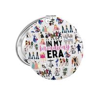 FUNYSO Broadway Music Lover Gift - Mini 2.6 Inch Rectangular Metal Mirror with 2-Sided (Standard & Magnifying) Theatrical Design, Gold Frame, Perfect for Travel & Gifts