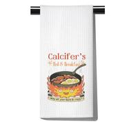 FUNYSO Calcifer's Bed UK Kitchen Towel, 24 Inch x 16 Inch Microfiber Waffle Weave Dish Towel for Cleaning and Drying, Anime Inspired Gift for Howl's Moving Castle Fans