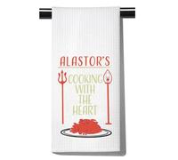 FUNYSO Cartoon Characters Fans Gift Alastor Demon Gift Hazbin Anime Merch Alastor's Cooking With The Heart Kitchen Towel (COOKING WITH UK)