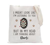FUNYSO Darts Gift Darts Player Gift Darts Game Lovers Gift But In My Head I Am Thinking About Darts Tote Bag (ABOUT Darts UK)