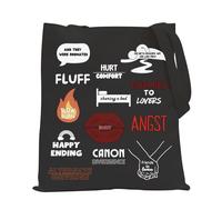 FUNYSO Enemies to Lovers Fanfiction Gift Fan Fiction Lover Gift Bookworm Merch Fanfic Inspired Tote Bag (FLUFF ANGST UK)