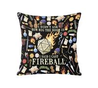 FUNYSO Game Playing Gift Dragons Dice Pillow Cover I Didnt Ask How Big The Room Was I Said I Cast Fireball Pillowcasen (CAST FIREBALL pc uk)