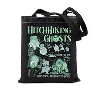 FUNYSO Halloween Party Gift Beware of the Hitchhiking Ghosts Gift Spooky Ghosts Gift Horror Movie Lover Tote Bag (Hitchhiking Ghosts UK)