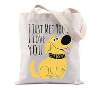 FUNYSO I Just Met You I Love You Gift Cartoon Lover Gift Dog Cartoon Inspired Gift Dug Dog Movie Gift Tote Bag (Just Met You UK)