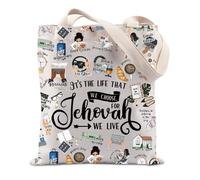 FUNYSO Life We Choose For Jehovah Gift Christian Gift JW Religion Baptism Gift Jehovah Witness Gift Tote Bag (Life We Choose UK)