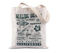 FUNYSO Malibu Beach Gift California Summer Vacation Present Surfing Lover Gifts Respect The Local Surfing Life Tote Bag (Malibu beach UK)