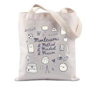 FUNYSO Montessori Educators Gift A Method A Mindset A Mission Early Education Gift Montessori Guider Tote Bag (Method mindset UK)