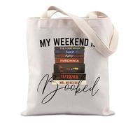 FUNYSO My Weekend Is Booked Gift Book Lover Gift Horror Reader Gift Halloween Themed Bookish Gift Tote Bag (Stephen Weekend UK)