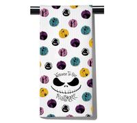 FUNYSO Nightmare Skull Lover Gift Cartoon Sally Inspired Face Gift Welcome To Our Nightmare Kitchen Towel Spooky Gift (Our NIGHTMARE UK)