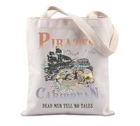 FUNYSO Pirate Movie Lover Gift Caribbean Gift Marine Sea Adventure Movie Inspired Gift Pirate Themed Tote Bag (PIRATES CARIBBEAN UK)