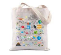 FUNYSO Science Is All Around Us Gift Science Alphabet Gift Science Lover Scientist Gift Science Teacher Tote Bag (Science All Around UK)