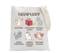 FUNYSO Therapurry Cats Puns Gift Emotional Regulation Mental Health Cats Gift Cats Lover Gift Therapist Cats Lover Tote Bag (Therapurry Cats UK)