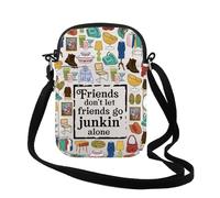 FUNYSO Thrift Lover Gift Go Junkin' Alone Thrifting Crossbody Bag Thrifting Day Handbag Retro Shopper Gift Thrifter Merch (go J alone Cr UK)