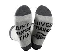 FUNYSO Train Lover Gift Train Driver Merch Father Day Gift Just A Grandpa That Loves Trains Novels Socks (UK, Alpha, One Size, Regular, Regular, LOVES TRAINS uk)