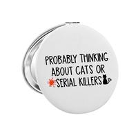 FUNYSO True Crime Addict Probably Thinking About Cats Or Serial Killers Mirror Murder Movie Gift (PROBABLY Mirror UK)
