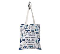 FUNYSO Whale Shark Gift When You Pass Through Deep Waters Inspirational Tote Bag Christian Ocean Beachy Gift for Women (When You shark uk)
