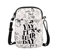 FUNYSO Yay It's A Hair Day Gift Hair Stylist Gift Barber Hair Stylist Appreciation Gift Hair Salon Dresser Crossbody Bag (HAIR DAY cb UK)
