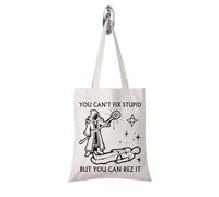 FUNYSO You Can’t Fix Stupid But You Can Rez It Funny Gamer Tote Bag Class Sarcastic Gaming Gift for Women (Stupid It tote uk)