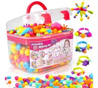 FunzBo Kids Jewelry Making Kit for Girls Toys - Snap Pop Beads Pop-Bead Art and Craft Kits DIY Bracelets Necklace Hairband and Rings Kids Toys for Age 3 4 5 6 7 8 Brithdays Day Gifts