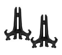 Funzhan 2pcs Black Plastic Acrylic Easels Fold Display Stand Plastic Picture Frame Plate Stands Holders Artwork Business Weddings - 4 Inch