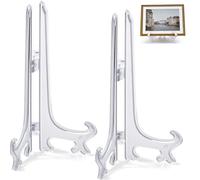 Funzhan 2pcs Clear Acrylic Easels Plastic Plate Stands Holders Fold Display Stand Picture Frame Photo Artwork Home Decoration - 9 Inch