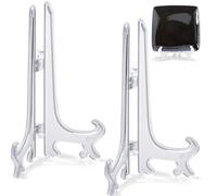 Funzhan 2pcs Clear Acrylic Easels Plastic Plate Stands Holders Fold Display Stand Picture Frame Photo Artwork Home Decoration - 8 Inch